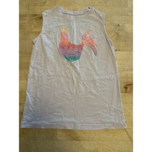 Tea Collection Girls Sleeveless Top Size 12 Colorful‎ Rooster Graphic